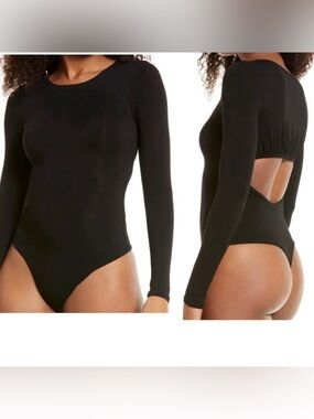 NEW Naked Wardrobe Black Cut-Out Back Bodysuit, Medium.
